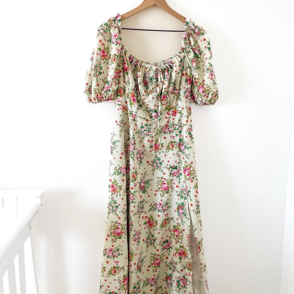 Light Green Floral Spring Dress